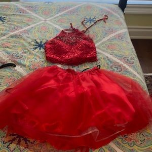 Red Two piece dress Never worn from masquerade! Size 1